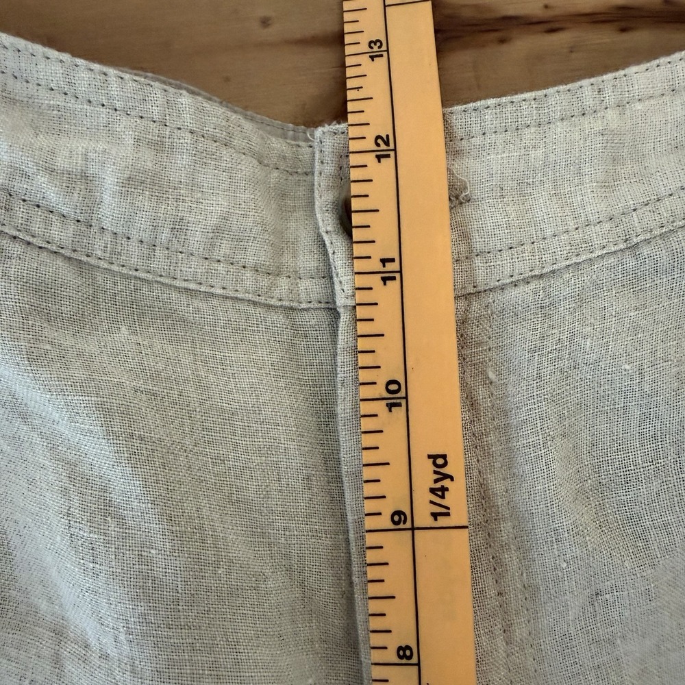 Sundance Womens 100% Linen Pants Size 4 Beige Cropped Wide Leg Pleated Front - Picture 8 of 11